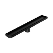 Tile Insert V Channel 600mm Floor Grate 50mm Outlet With Hole Saw Matte Black gallery detail image