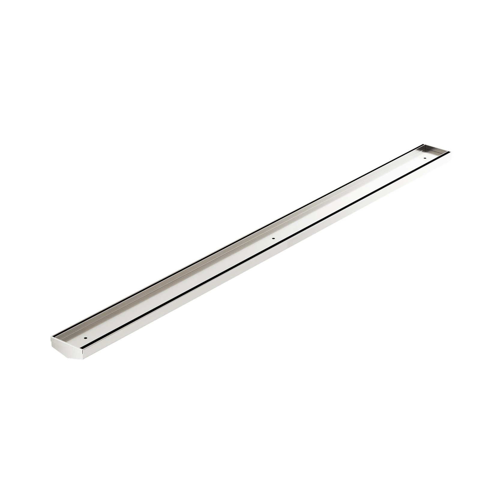 Tile Insert V Channel 1200mm Floor Grate 50mm Outlet Without Outlet And Hole Saw Brushed Nickel gallery detail image