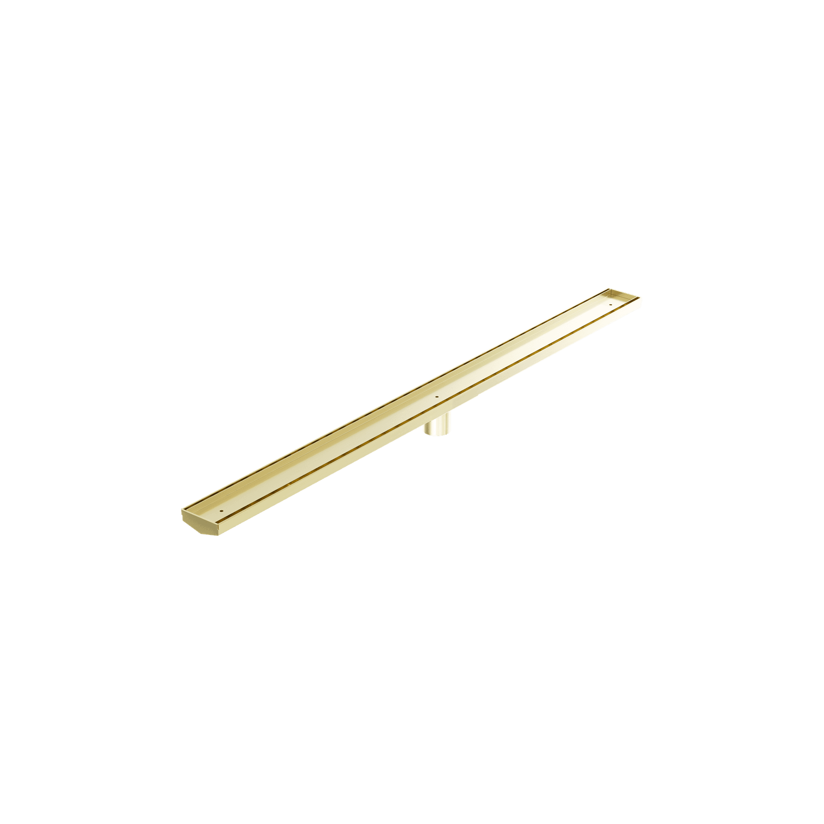 Tile Insert V Channel 1200mm Floor Grate 50mm Outlet With Hole Saw Brushed Gold gallery detail image