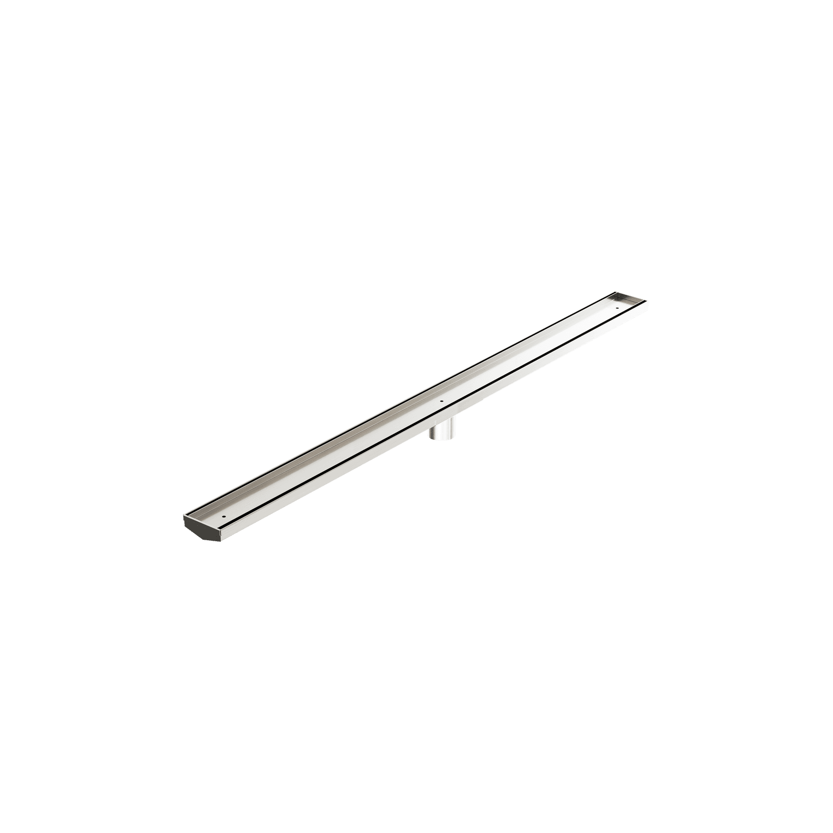 Tile Insert V Channel 1200mm Floor Grate 50mm Outlet With Hole Saw Brushed Nickel gallery detail image