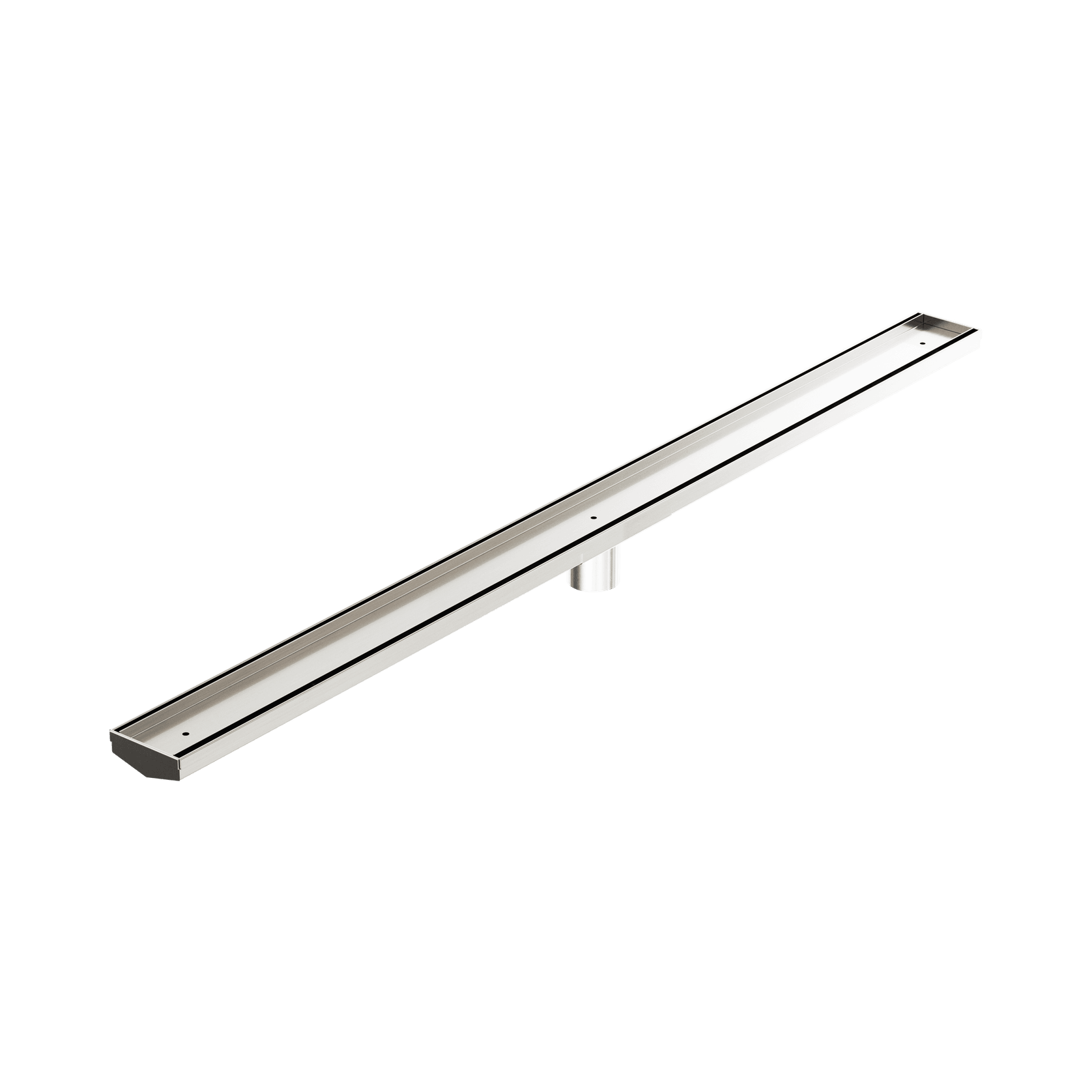 Tile Insert V Channel 1200mm Floor Grate 50mm Outlet With Hole Saw Brushed Nickel gallery detail image