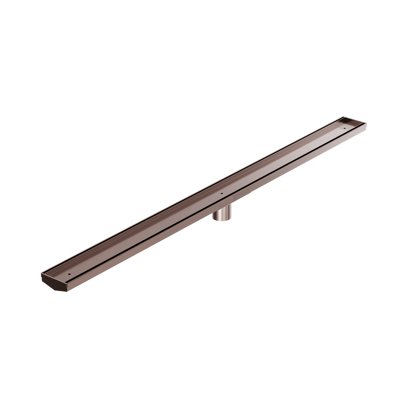 Tile Insert V Channel 1200mm Floor Grate 50mm Outlet With Hole Saw Brushed Bronze gallery detail image