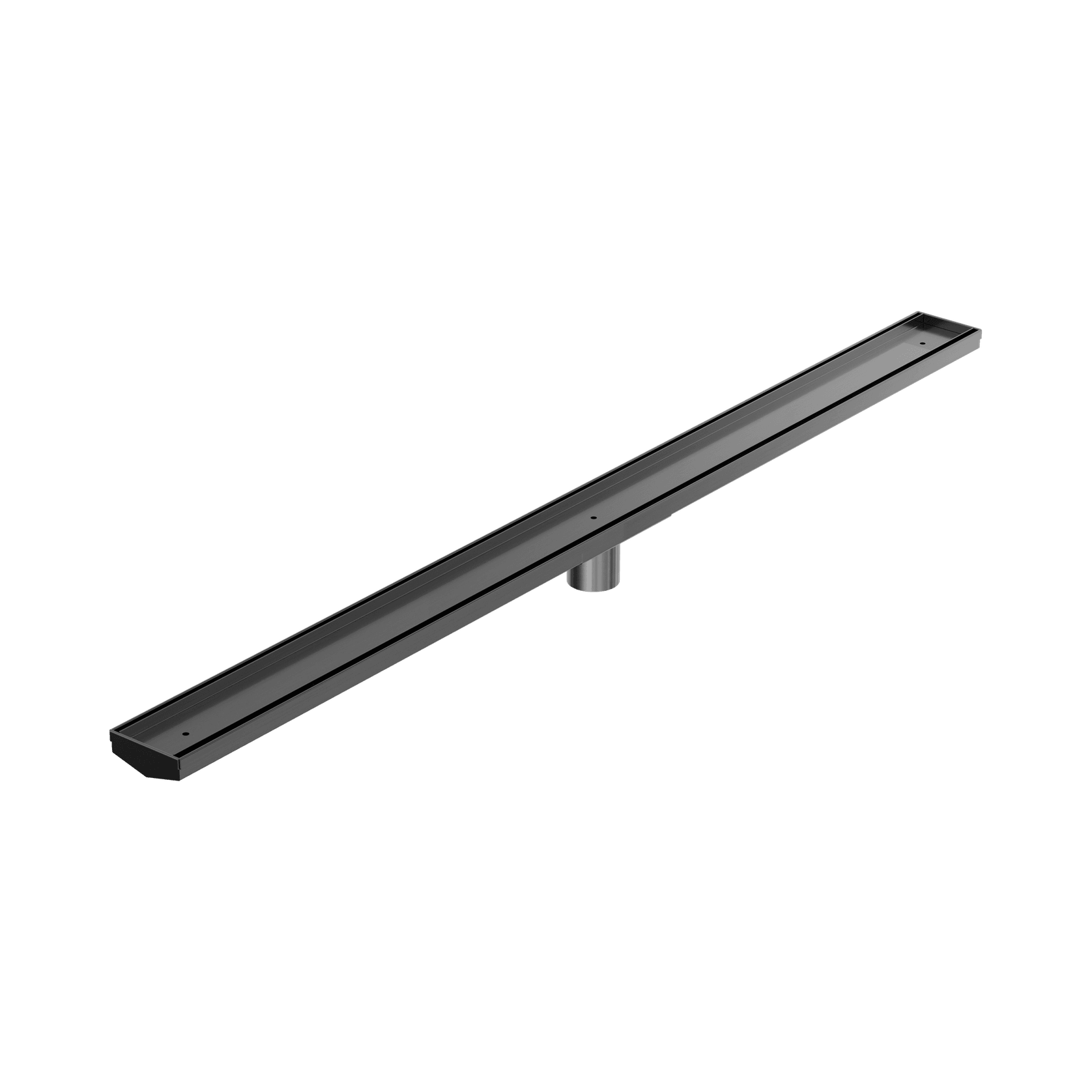 Tile Insert V Channel 1200mm Floor Grate 50mm Outlet With Hole Saw Gun Metal gallery detail image