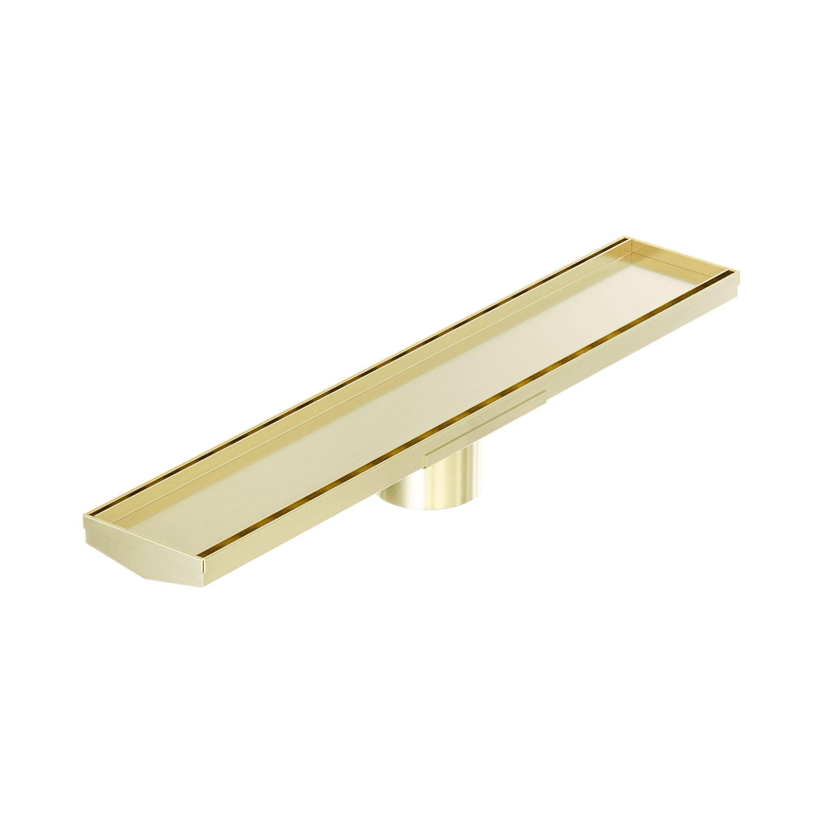 Tile Insert V Channel 600mm Floor Grate 80mm Outlet With Hole Saw Brushed Gold gallery detail image
