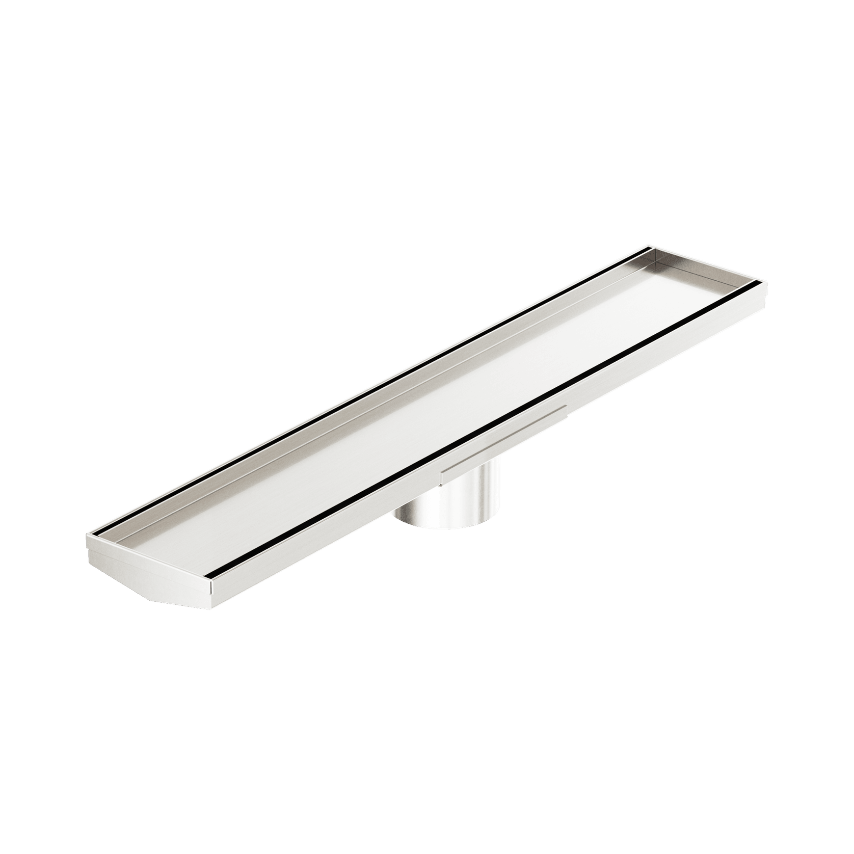 Tile Insert V Channel 600mm Floor Grate 80mm Outlet With Hole Saw Brushed Nickel gallery detail image