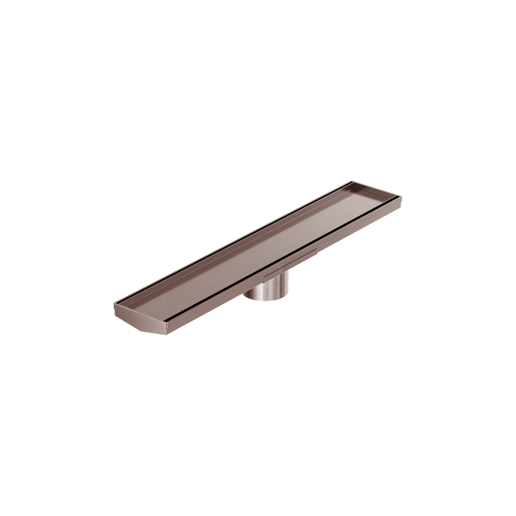 Tile Insert V Channel 600mm Floor Grate 80mm Outlet With Hole Saw Brushed Bronze gallery detail image