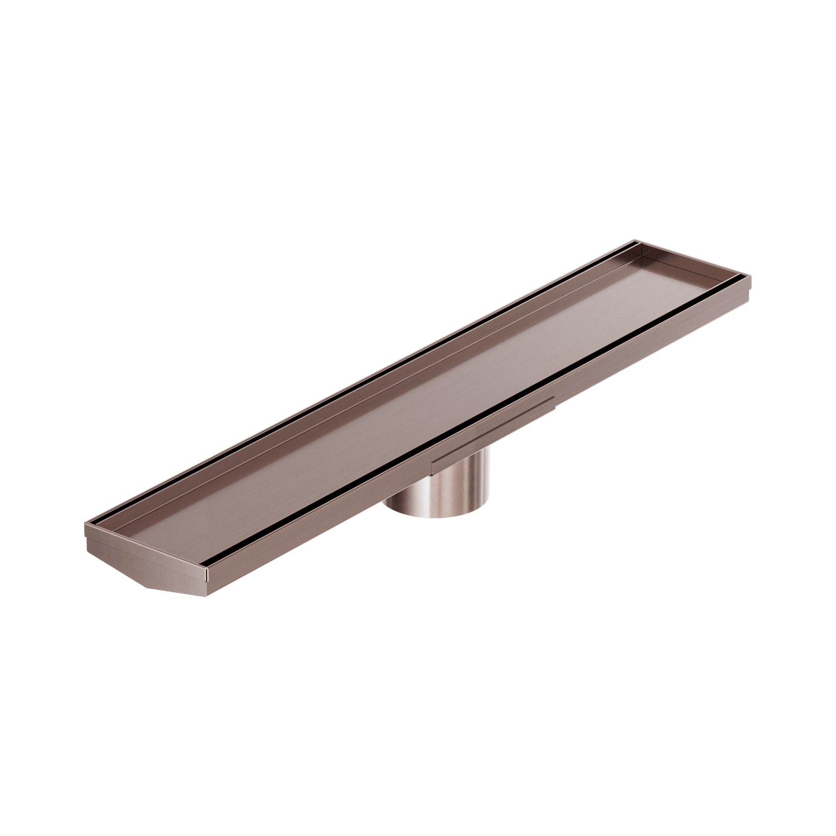 Tile Insert V Channel 600mm Floor Grate 80mm Outlet With Hole Saw Brushed Bronze gallery detail image