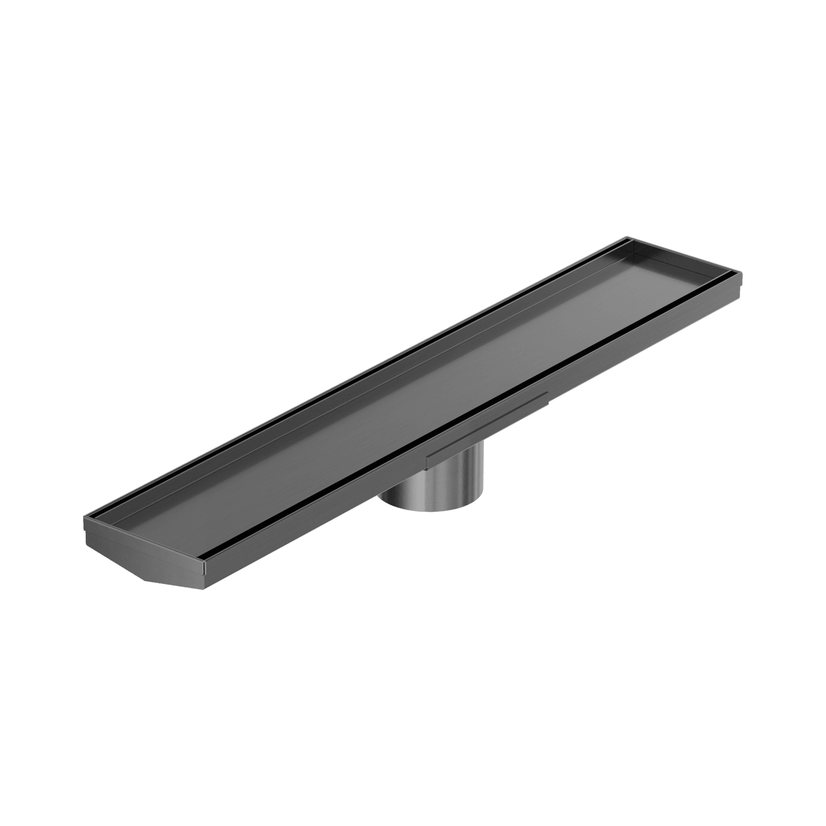 Tile Insert V Channel 600mm Floor Grate 80mm Outlet With Hole Saw Gun Metal gallery detail image