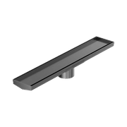 Tile Insert V Channel 600mm Floor Grate 80mm Outlet With Hole Saw Gun Metal gallery detail image