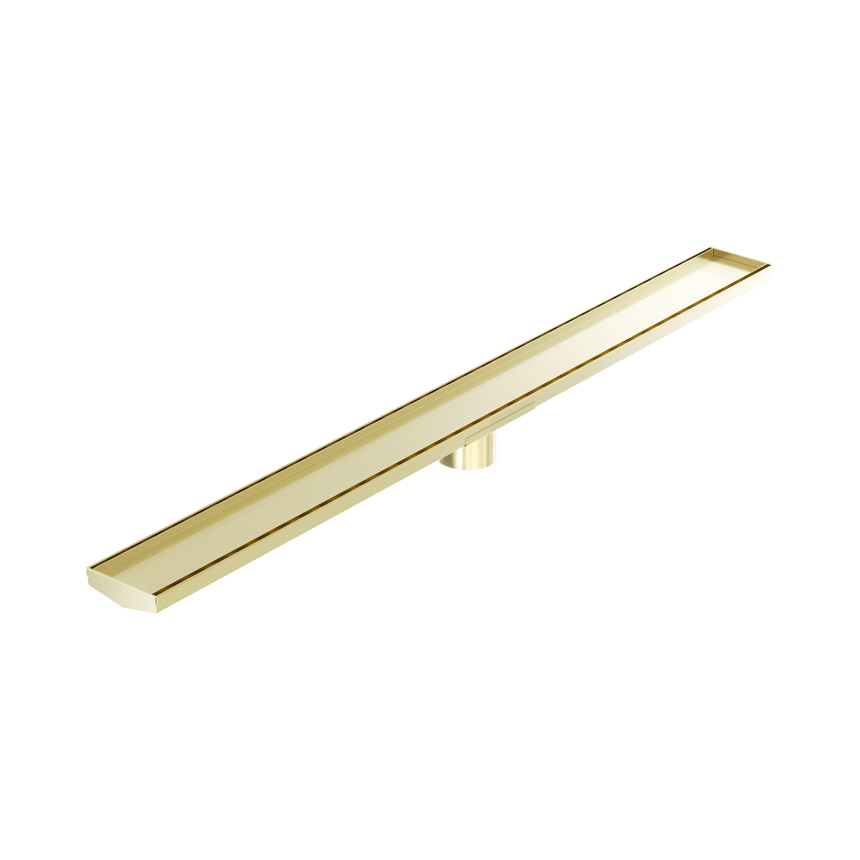 Tile Insert V Channel 1200mm Floor Grate 80mm Outlet With Hole Saw Brushed Gold gallery detail image