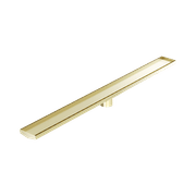 Tile Insert V Channel 1200mm Floor Grate 80mm Outlet With Hole Saw Brushed Gold gallery detail image