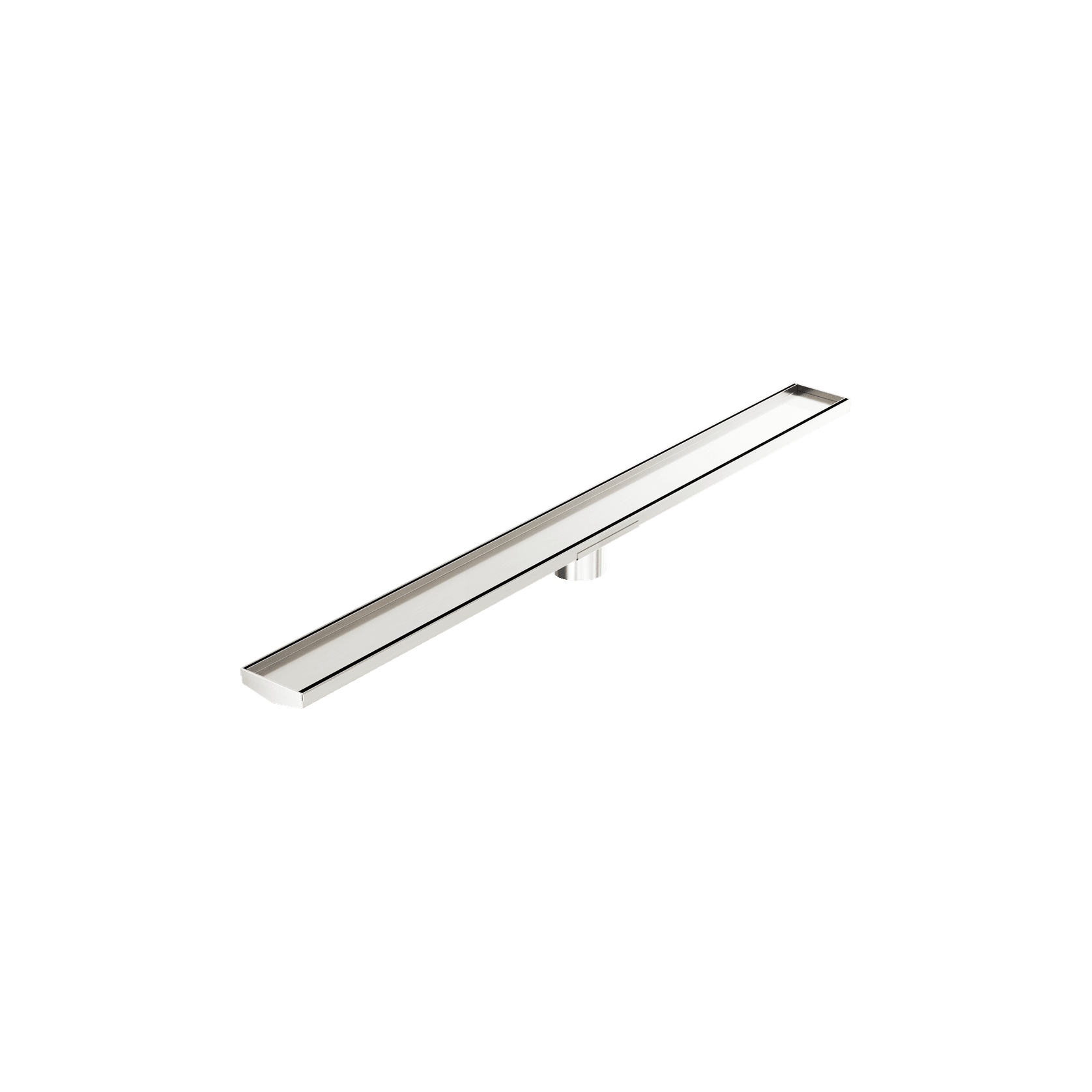 Tile Insert V Channel 1200mm Floor Grate 80mm Outlet With Hole Saw Brushed Nickel gallery detail image