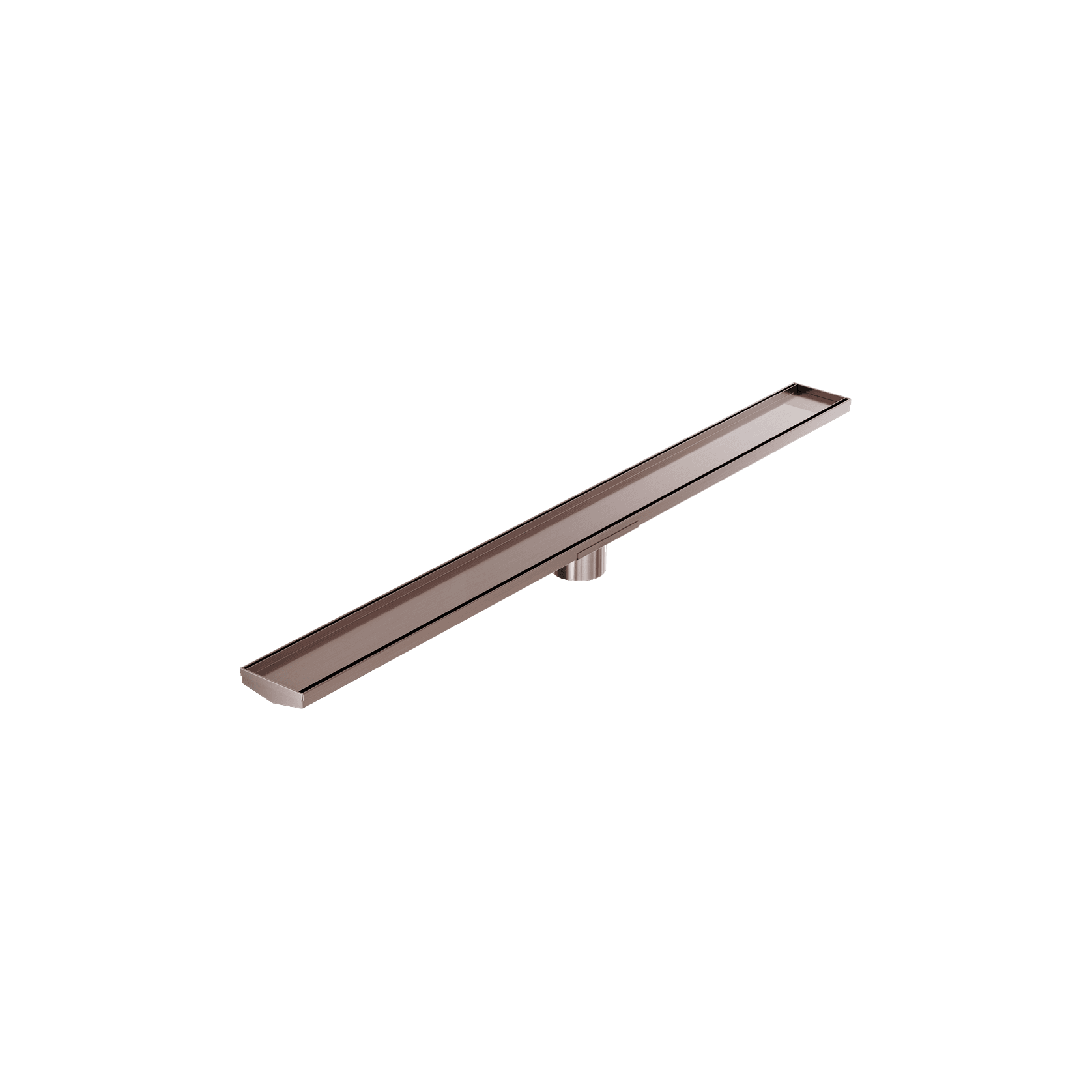 Tile Insert V Channel 1200mm Floor Grate 80mm Outlet With Hole Saw Brushed Bronze gallery detail image