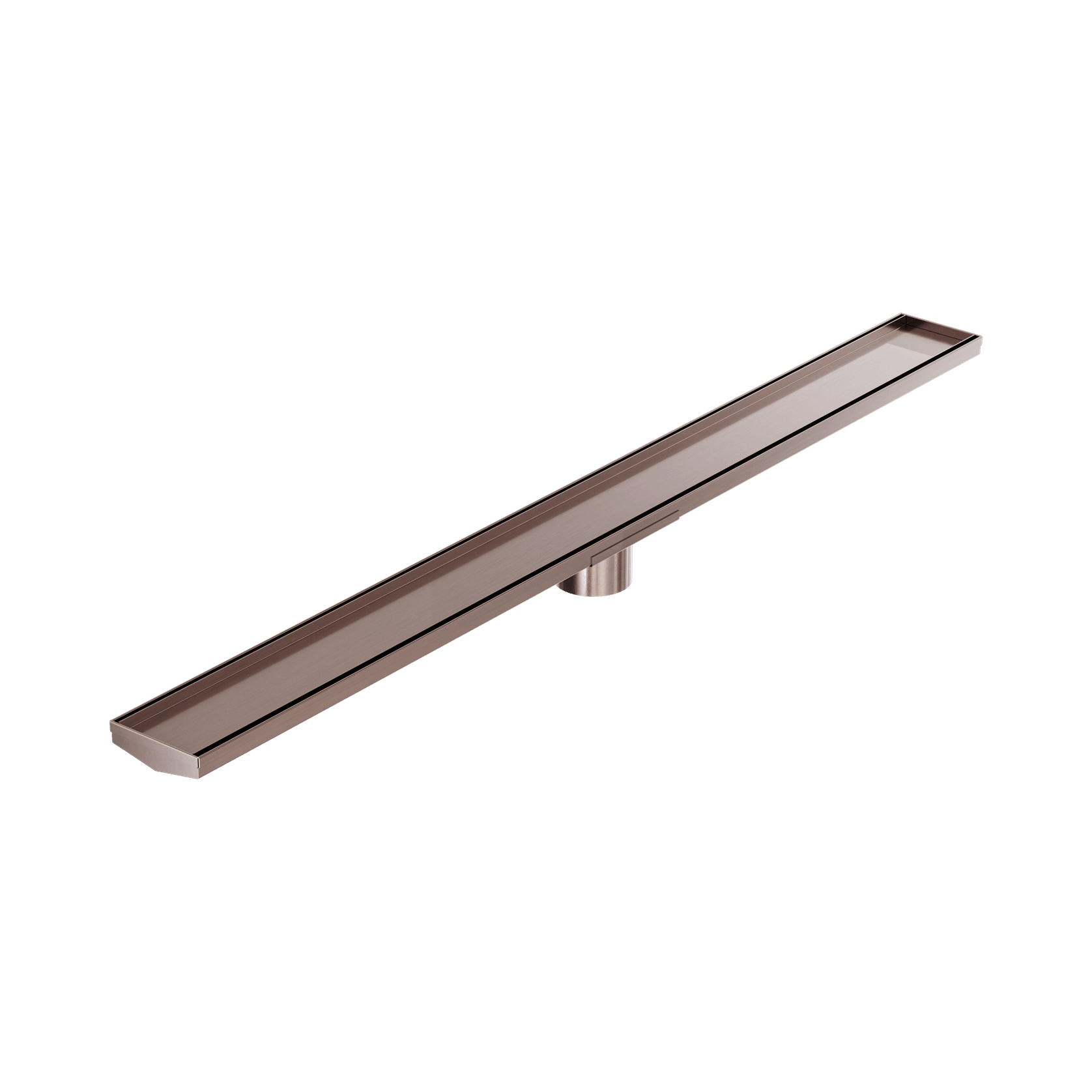 Tile Insert V Channel 1200mm Floor Grate 80mm Outlet With Hole Saw Brushed Bronze gallery detail image