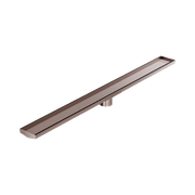 Tile Insert V Channel 1200mm Floor Grate 80mm Outlet With Hole Saw Brushed Bronze gallery detail image