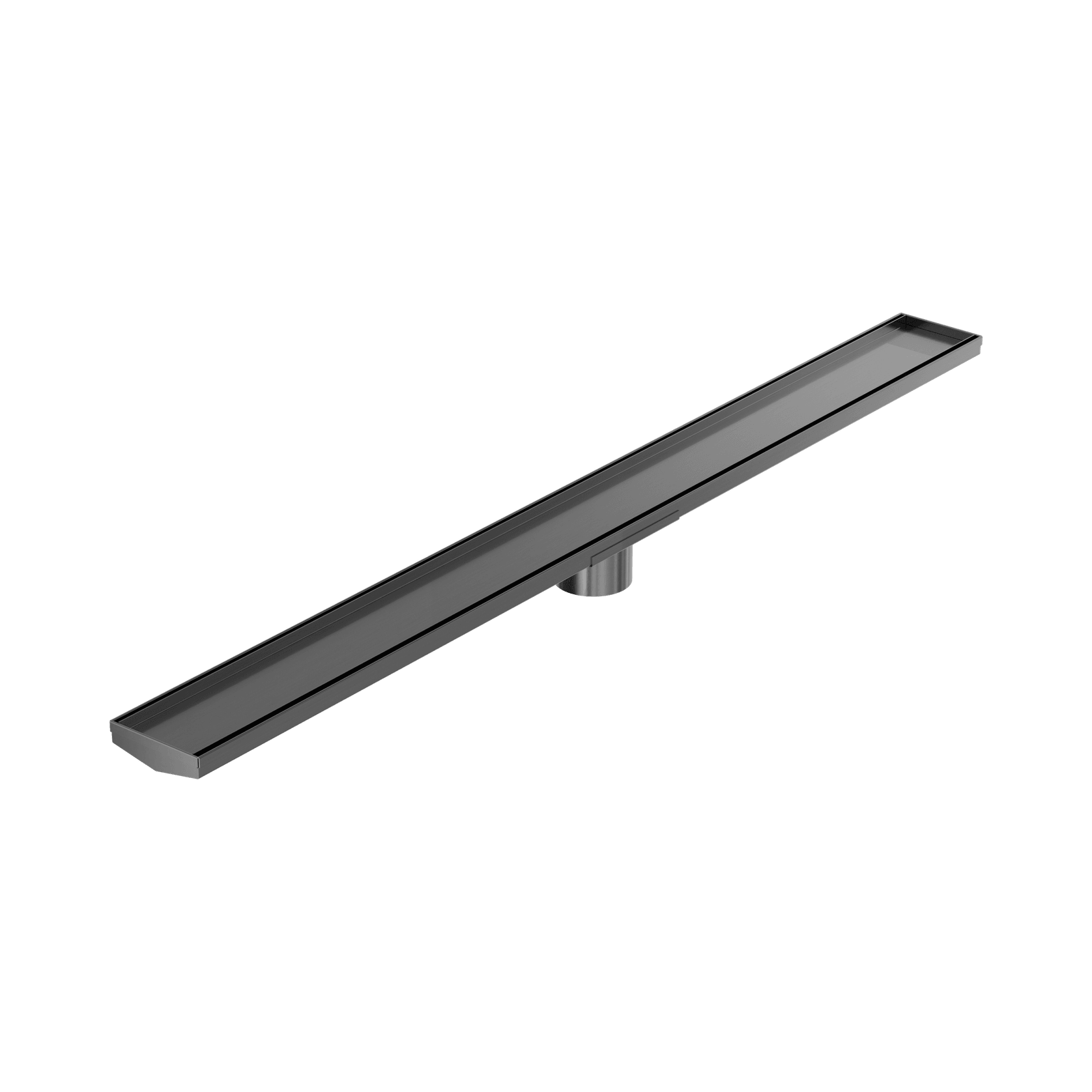 Tile Insert V Channel 1200mm Floor Grate 80mm Outlet With Hole Saw Gun Metal gallery detail image