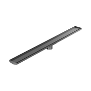 Tile Insert V Channel 1200mm Floor Grate 80mm Outlet With Hole Saw Gun Metal gallery detail image