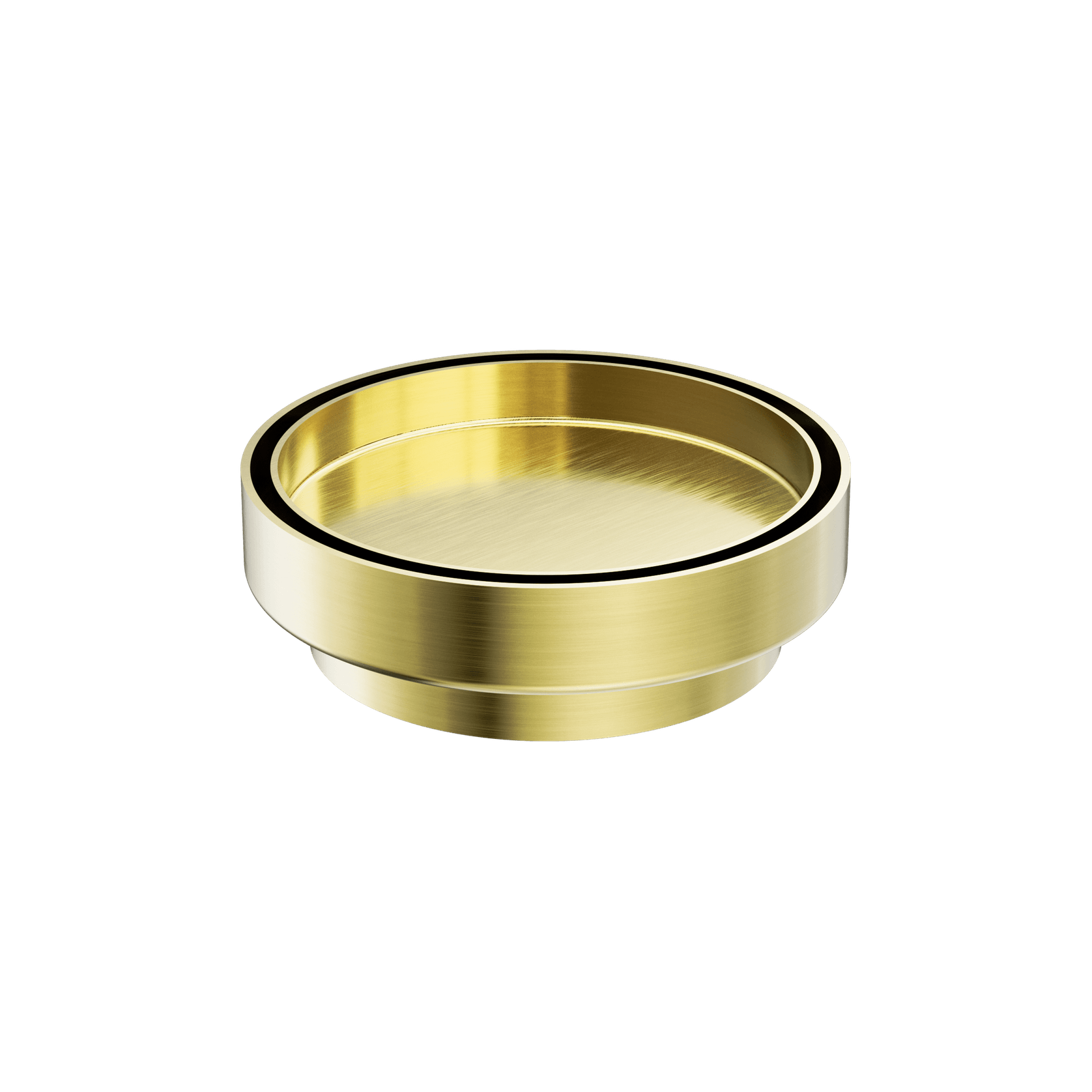 130mm Round Tile Insert Floor Waste 100mm Outlet Brushed Gold gallery detail image