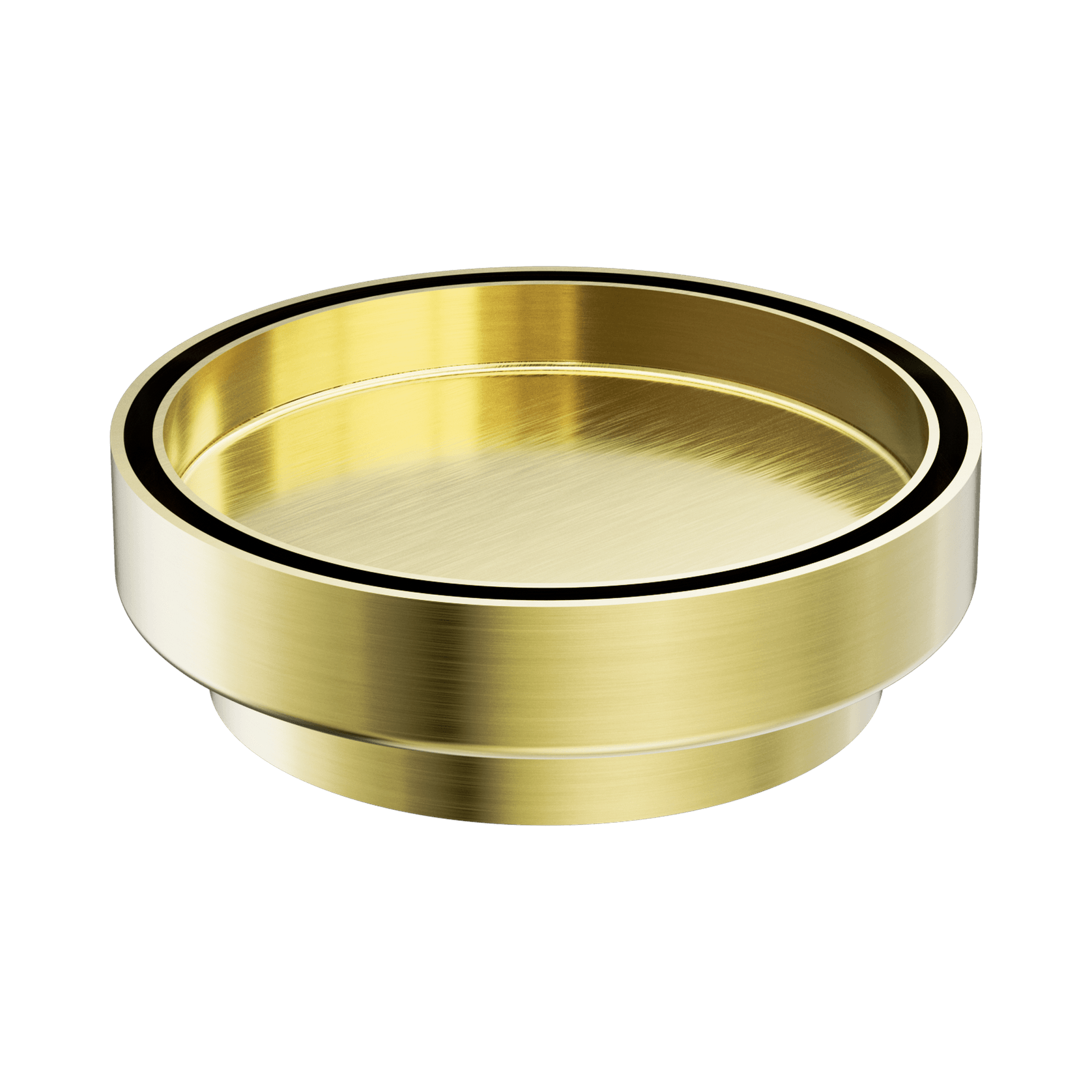 130mm Round Tile Insert Floor Waste 100mm Outlet Brushed Gold gallery detail image