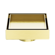100mm Square Tile Insert Floor Waste 50mm Outlet Brushed Gold gallery detail image