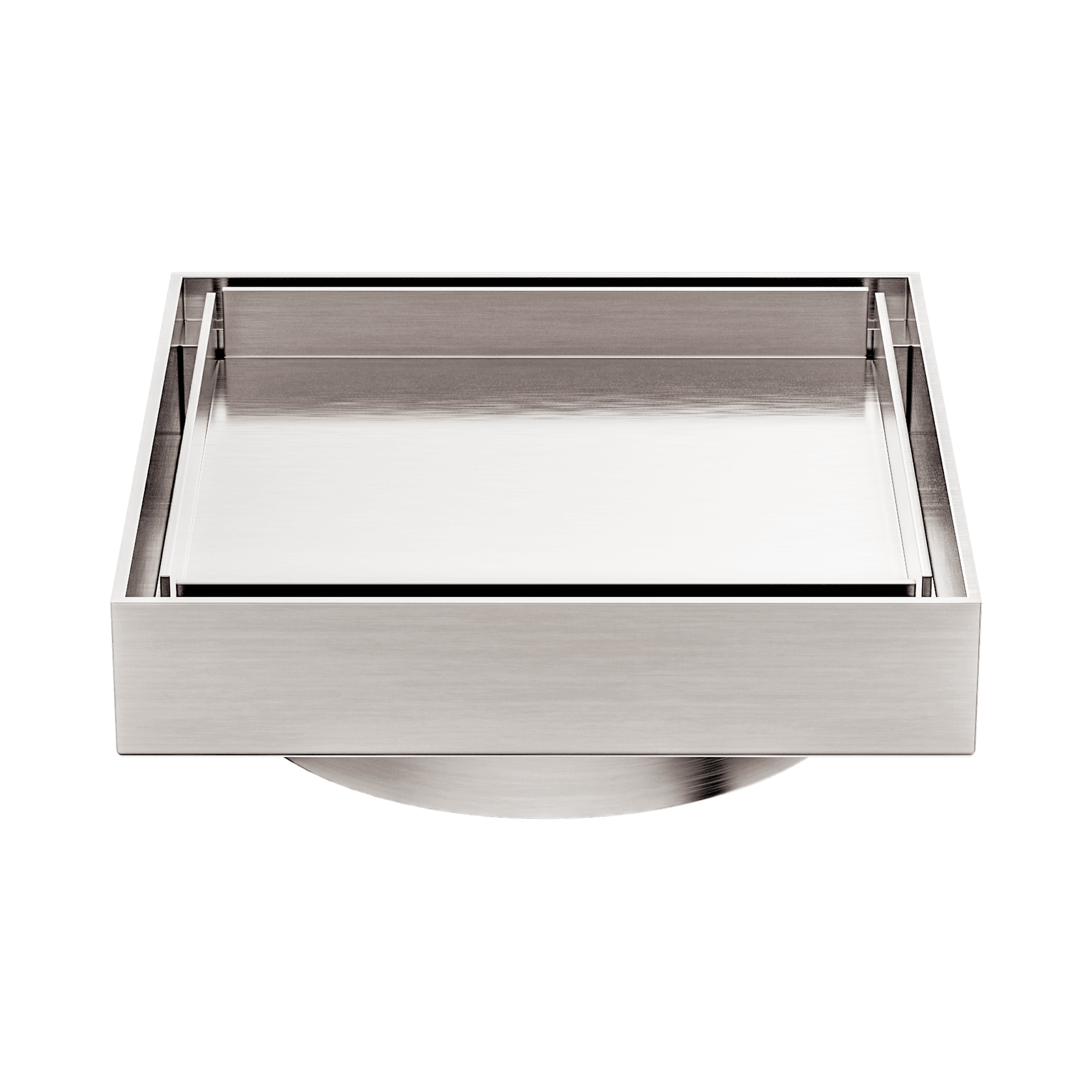 100mm Square Tile Insert Floor Waste 80mm Outlet Brushed Nickel gallery detail image