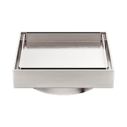 100mm Square Tile Insert Floor Waste 80mm Outlet Brushed Nickel gallery detail image