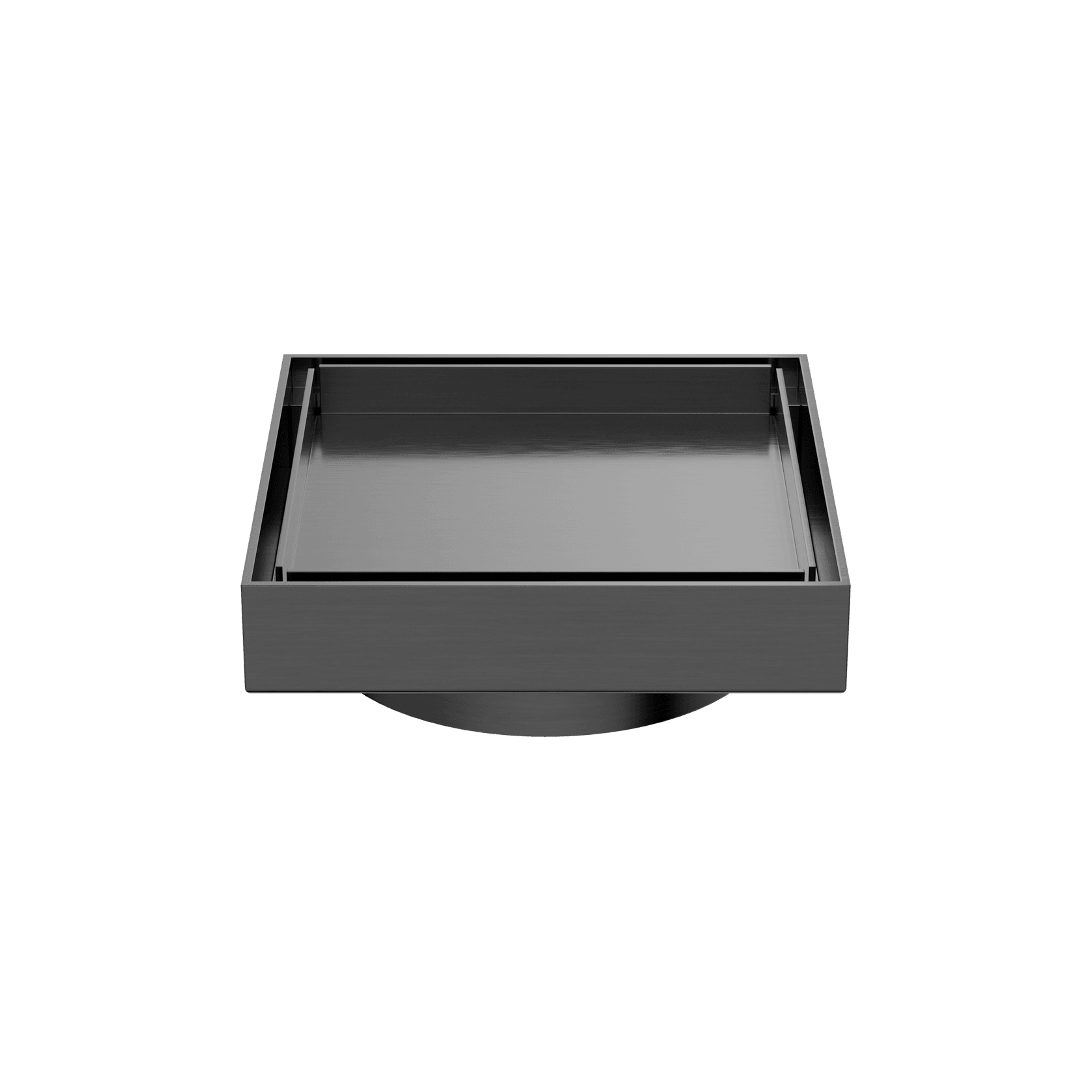 100mm Square Tile Insert Floor Waste 80mm Outlet Gun Metal gallery detail image