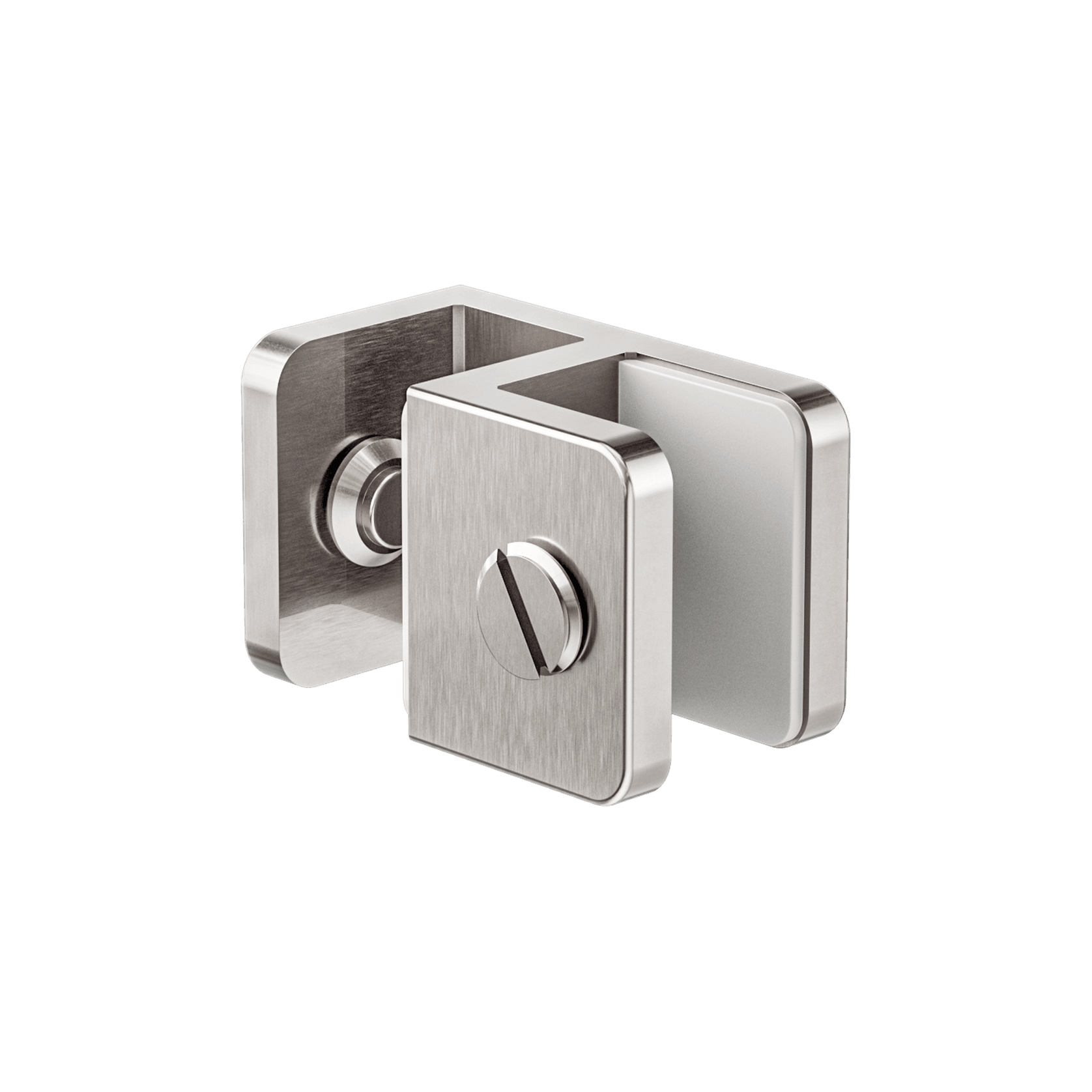 Over-Panel Glass To Glass Fitting 10mm Glass Brushed Nickel gallery detail image