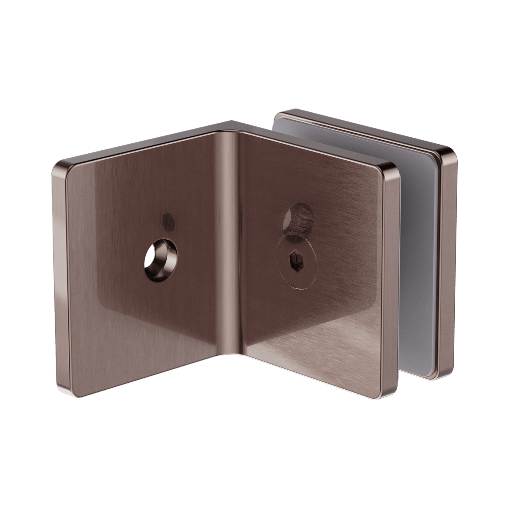 90 Degree Glass To Wall Bracket 10mm Glass Brushed Bronze gallery detail image