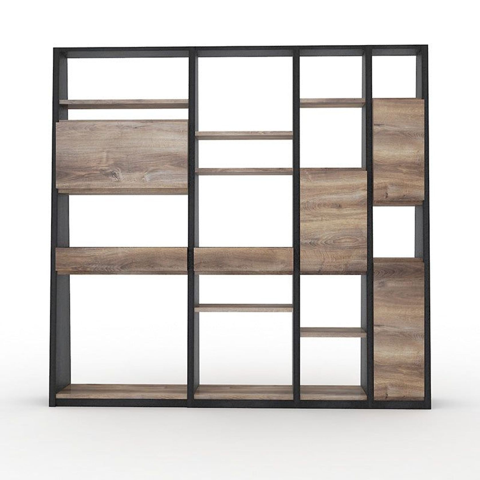 BARON Display Unit 230cm - Warm Oak & Black gallery detail image