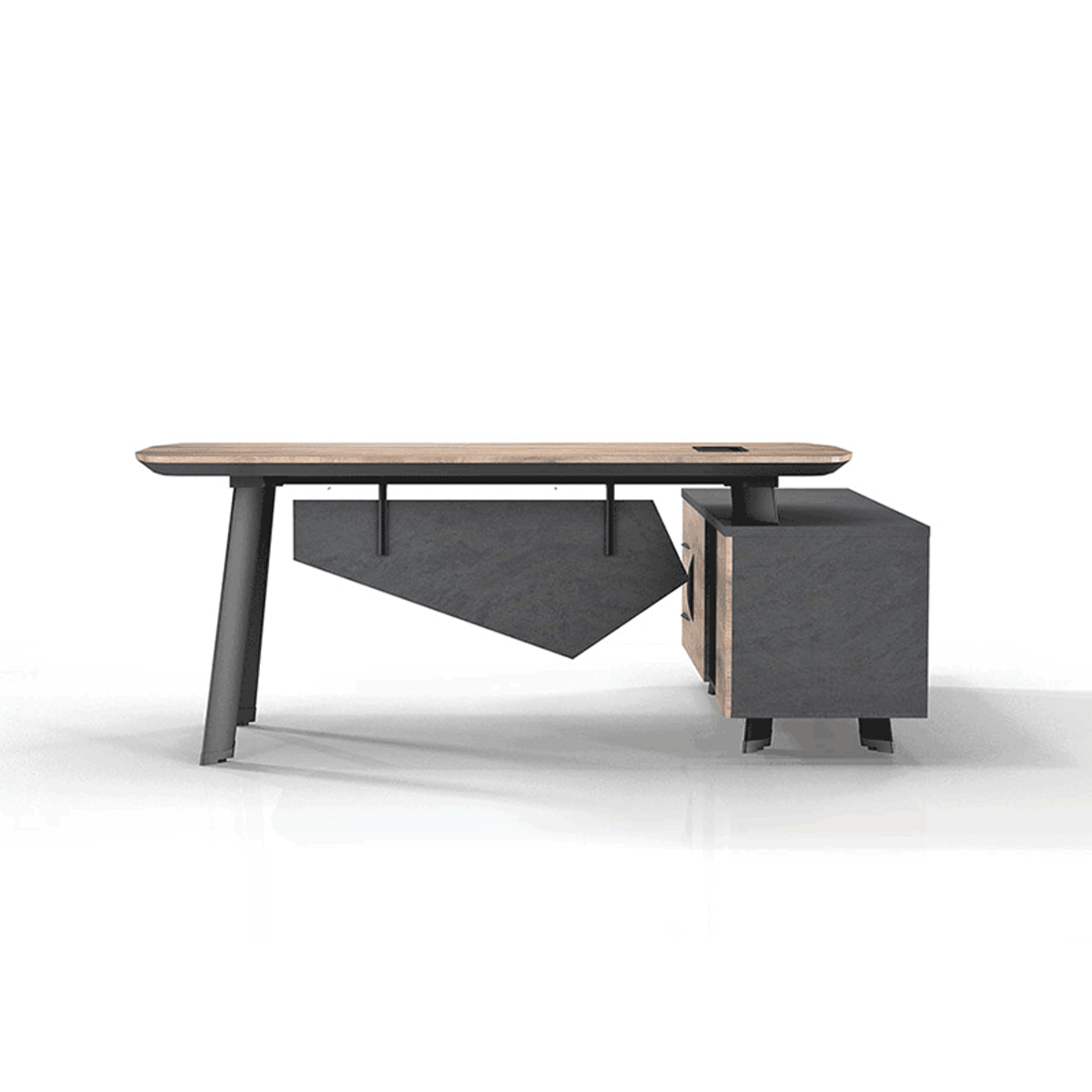 ARTO Executive Office Desk with Reversible Return 1.8M - 2.0M - Warm Oak & Black gallery detail image