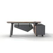 ARTO Executive Office Desk with Reversible Return 1.8M - 2.0M - Warm Oak & Black gallery detail image