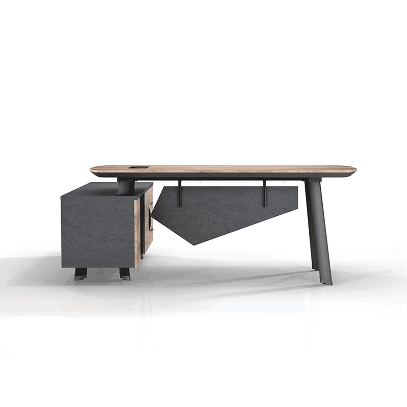 ARTO Executive Office Desk with Reversible Return 1.8M - 2.0M - Warm Oak & Black gallery detail image