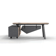 ARTO Executive Office Desk with Reversible Return 1.8M - 2.0M - Warm Oak & Black gallery detail image