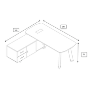 ARTO Executive Office Desk with Reversible Return 1.8M - 2.0M - Warm Oak & Black gallery detail image