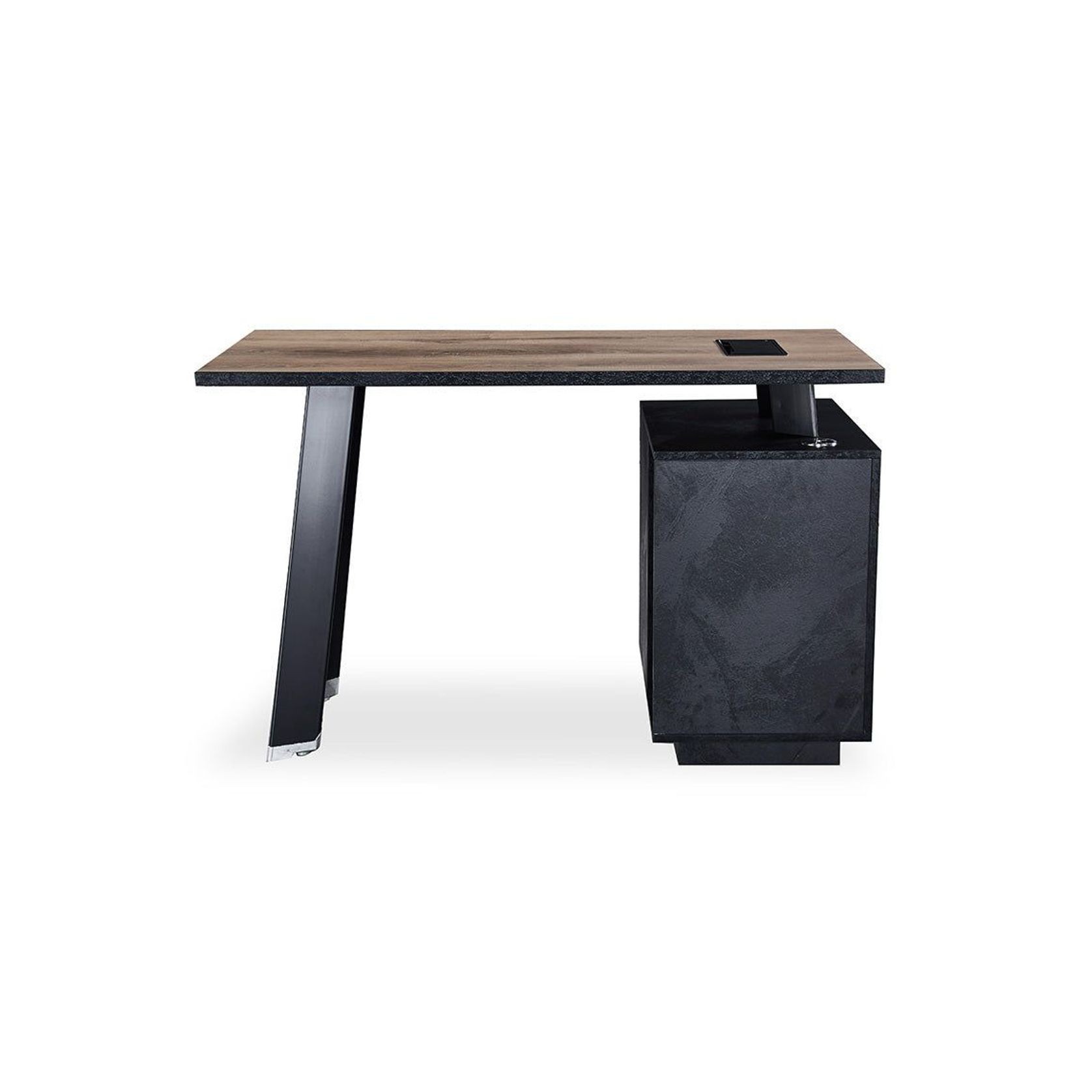 ARTO Single Workstation Desk with Left Cabinet 1.2M - Warm Oak & Black gallery detail image