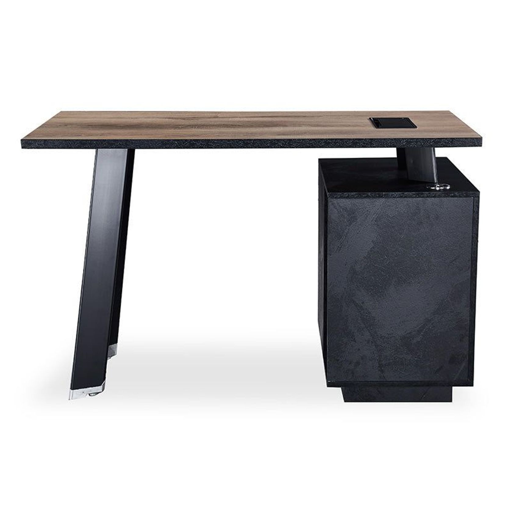 ARTO Single Workstation Desk with Left Cabinet 1.2M - Warm Oak & Black gallery detail image