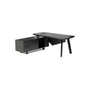 ARTO Black Executive Office Desk with Reversible Return 180-200cm - Black Concrete gallery detail image