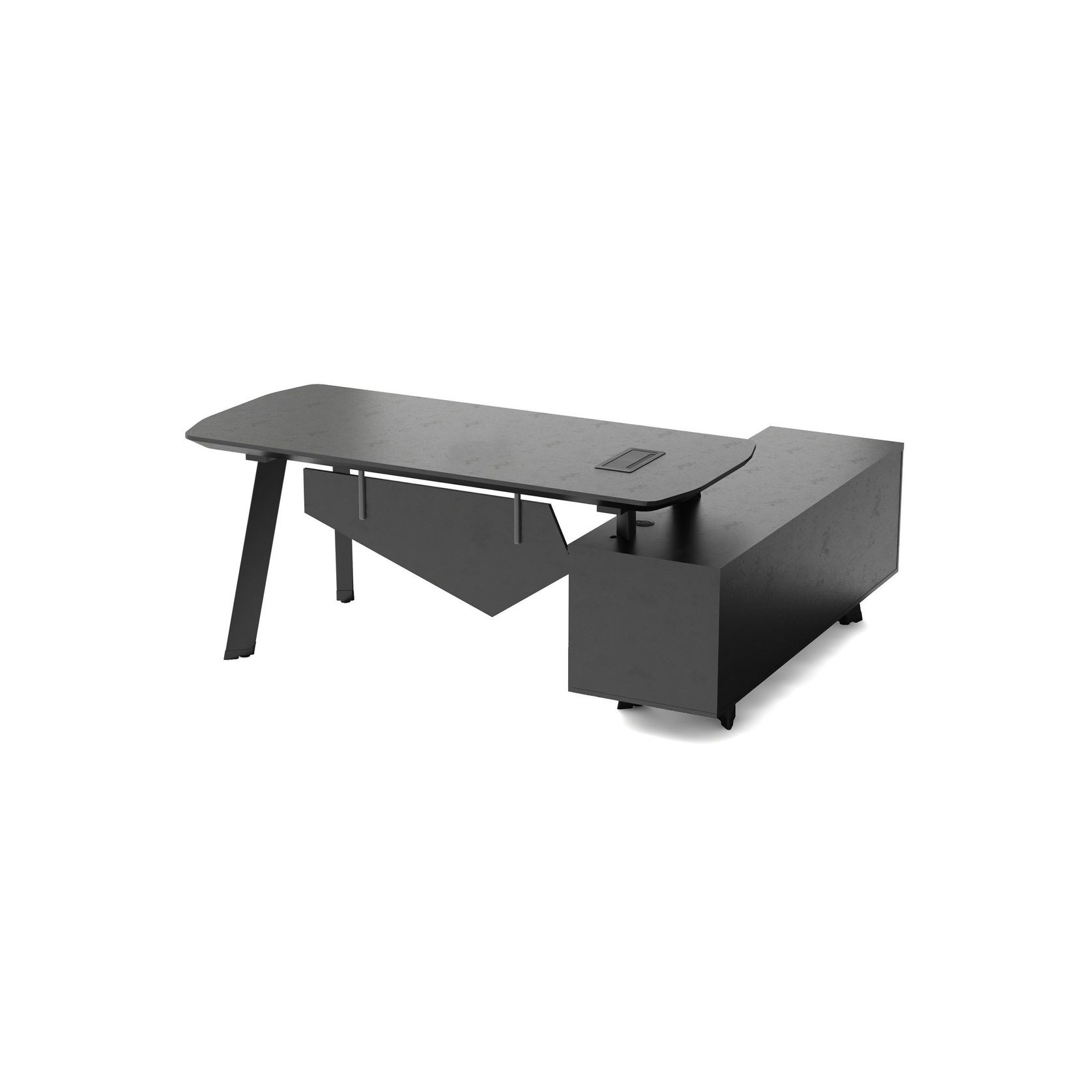 ARTO Black Executive Office Desk with Reversible Return 180-200cm - Black Concrete gallery detail image