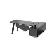 ARTO Black Executive Office Desk with Reversible Return 180-200cm - Black Concrete gallery detail image
