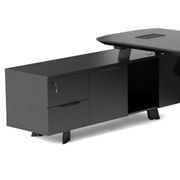 ARTO Black Executive Office Desk with Reversible Return 180-200cm - Black Concrete gallery detail image