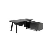 ARTO Black Executive Office Desk with Reversible Return 180-200cm - Black Concrete gallery detail image
