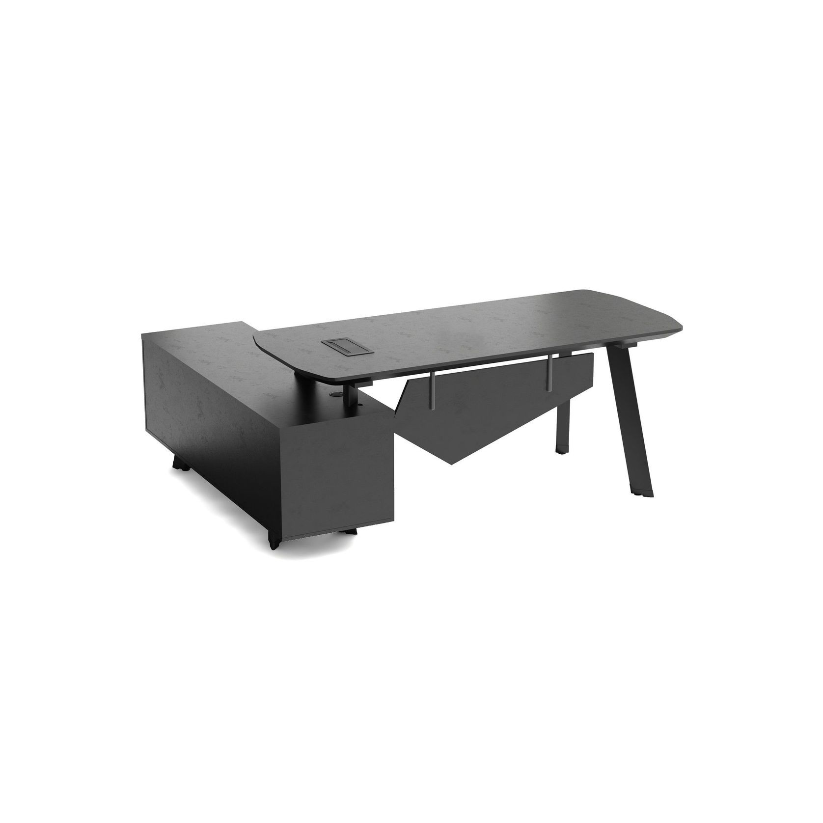 ARTO Black Executive Office Desk with Reversible Return 180-200cm - Black Concrete gallery detail image