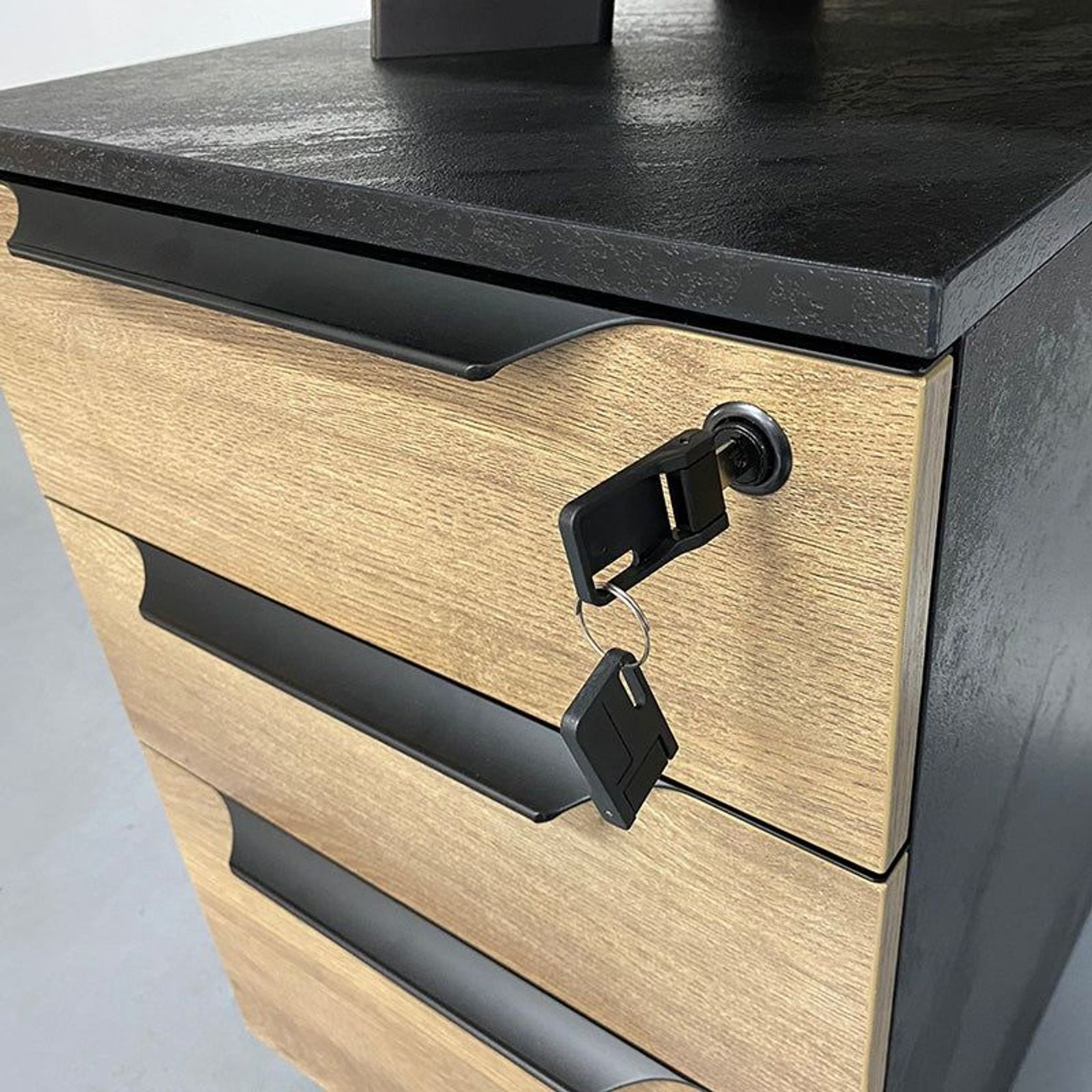 ARTO 4 People Back to Back Workstation 2 Cabinets 2.4M - Warm Oak & Black gallery detail image