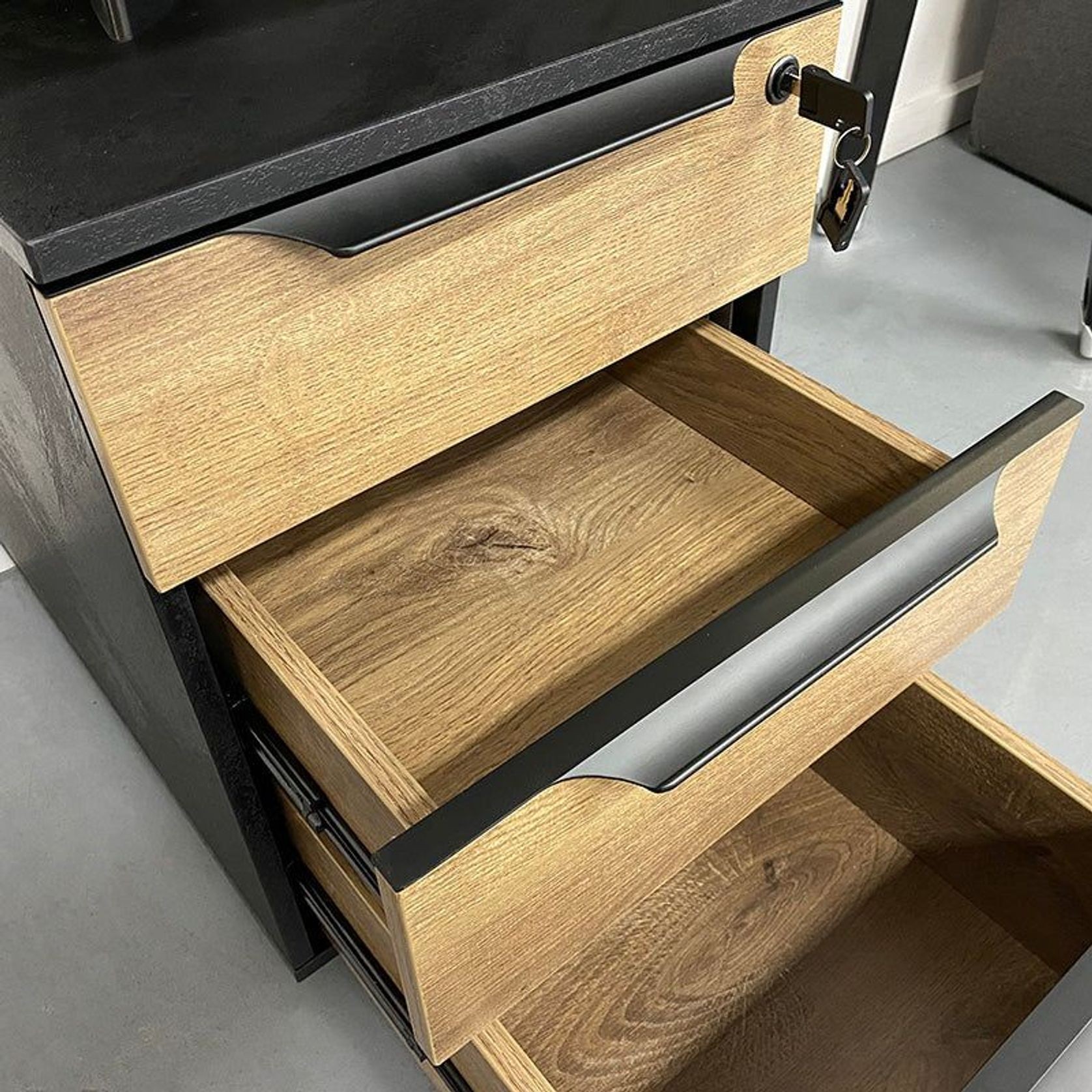 ARTO 4 People Back to Back Workstation 2 Cabinets  2.4M - Warm Oak & Black gallery detail image