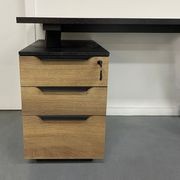 ARTO Single Workstation Desk with Left Cabinet 1.2M - Warm Oak & Black gallery detail image