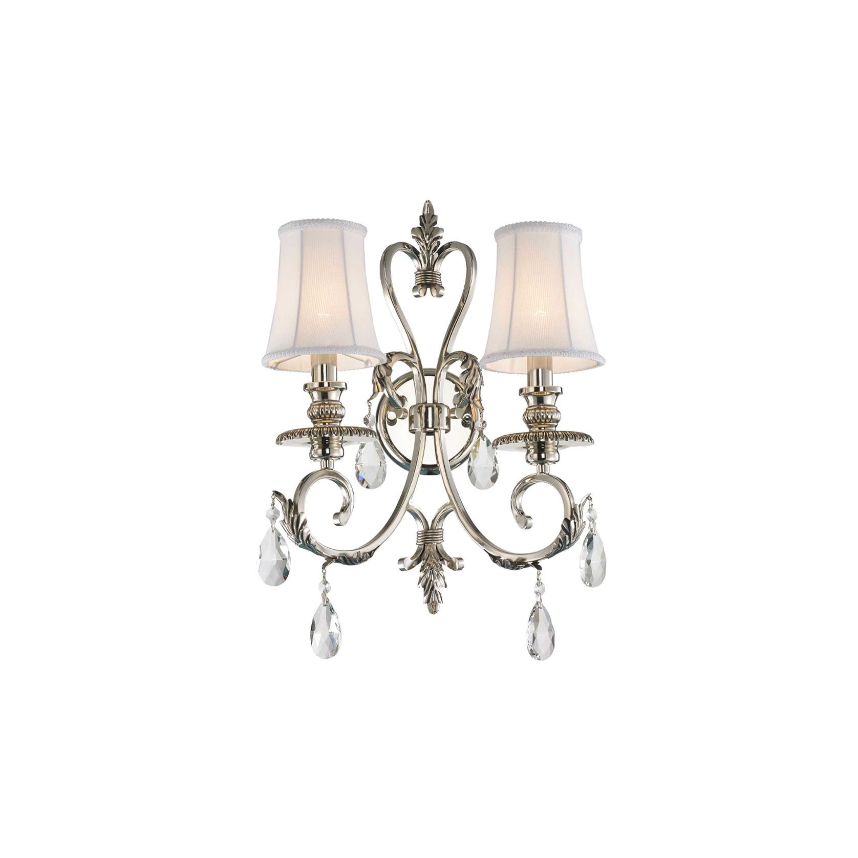 ARIA - Hampton Double Arm Wall Sconce - Nickel Plated gallery detail image