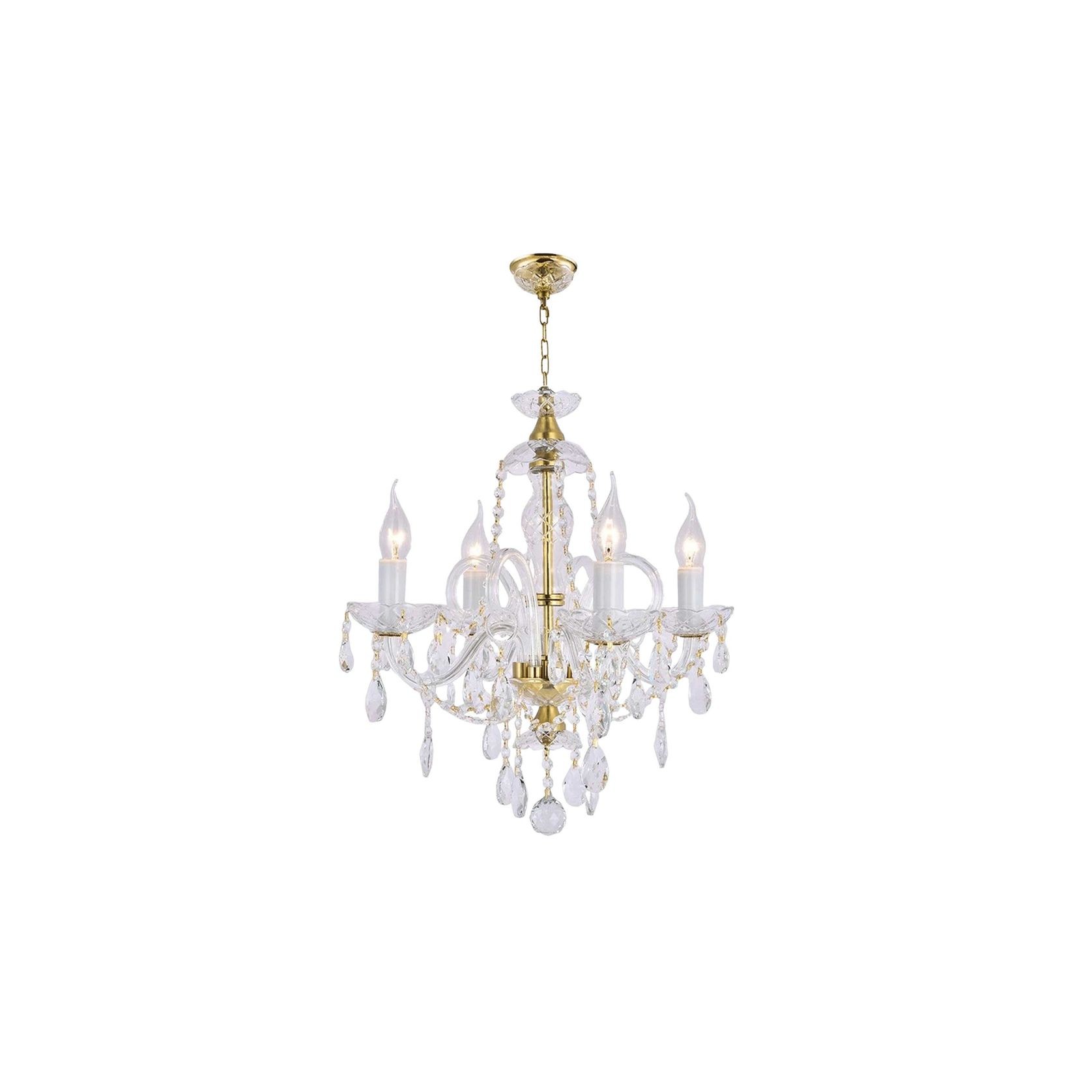 Bohemian Prague 4 Arm Crystal Chandelier - Brass Fixtures gallery detail image