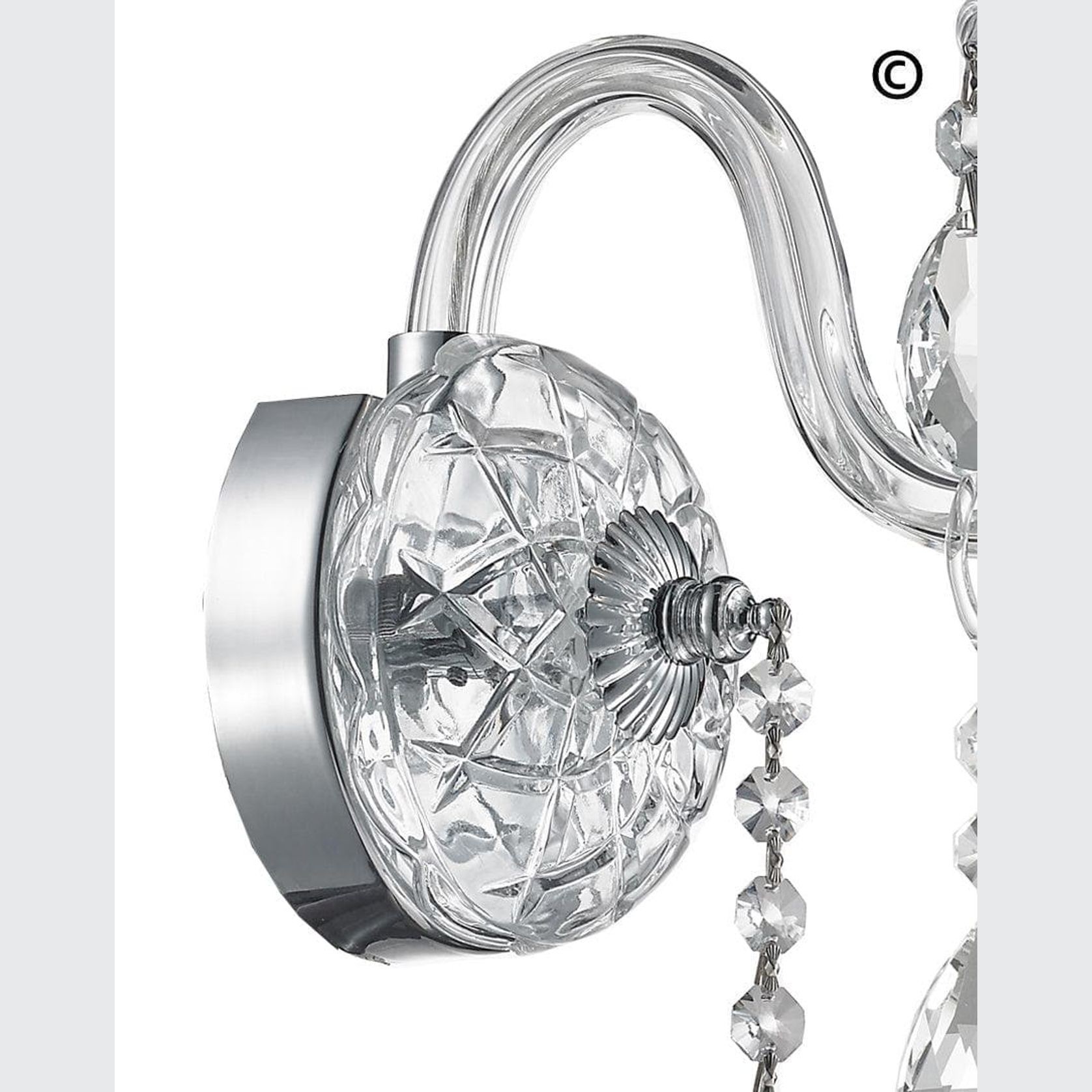 Bohemian Elegance Single Arm Wall Light Sconce- Chrome gallery detail image
