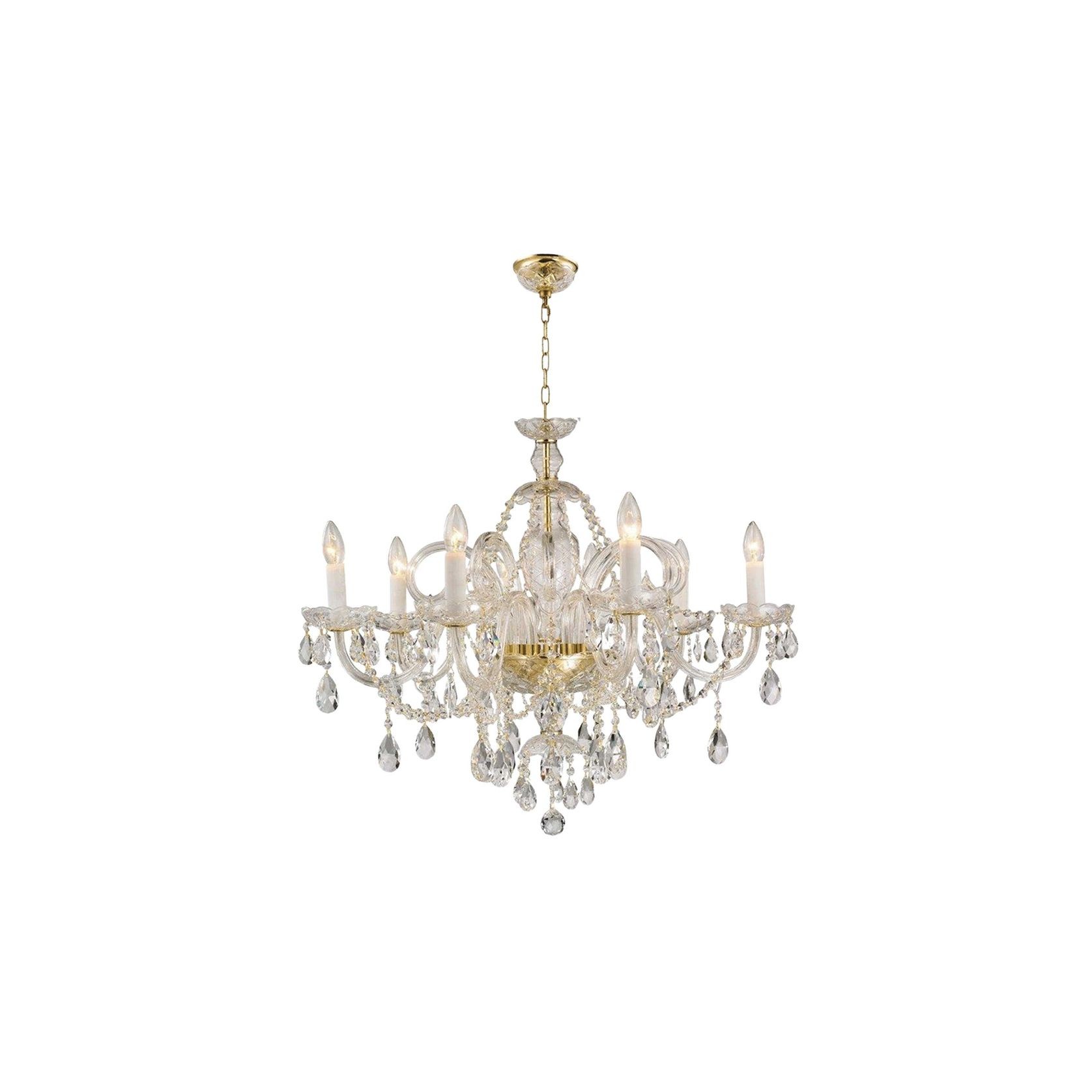 Bohemian Prague 8 Arm Crystal Chandelier - Brass Fixtures gallery detail image